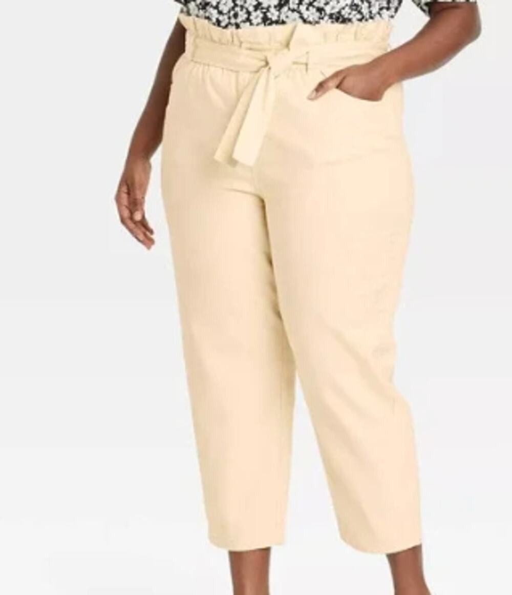 Who What Wear Linen Blend Pants Womens 4X High Rise Paperbag Waist Wide Leg